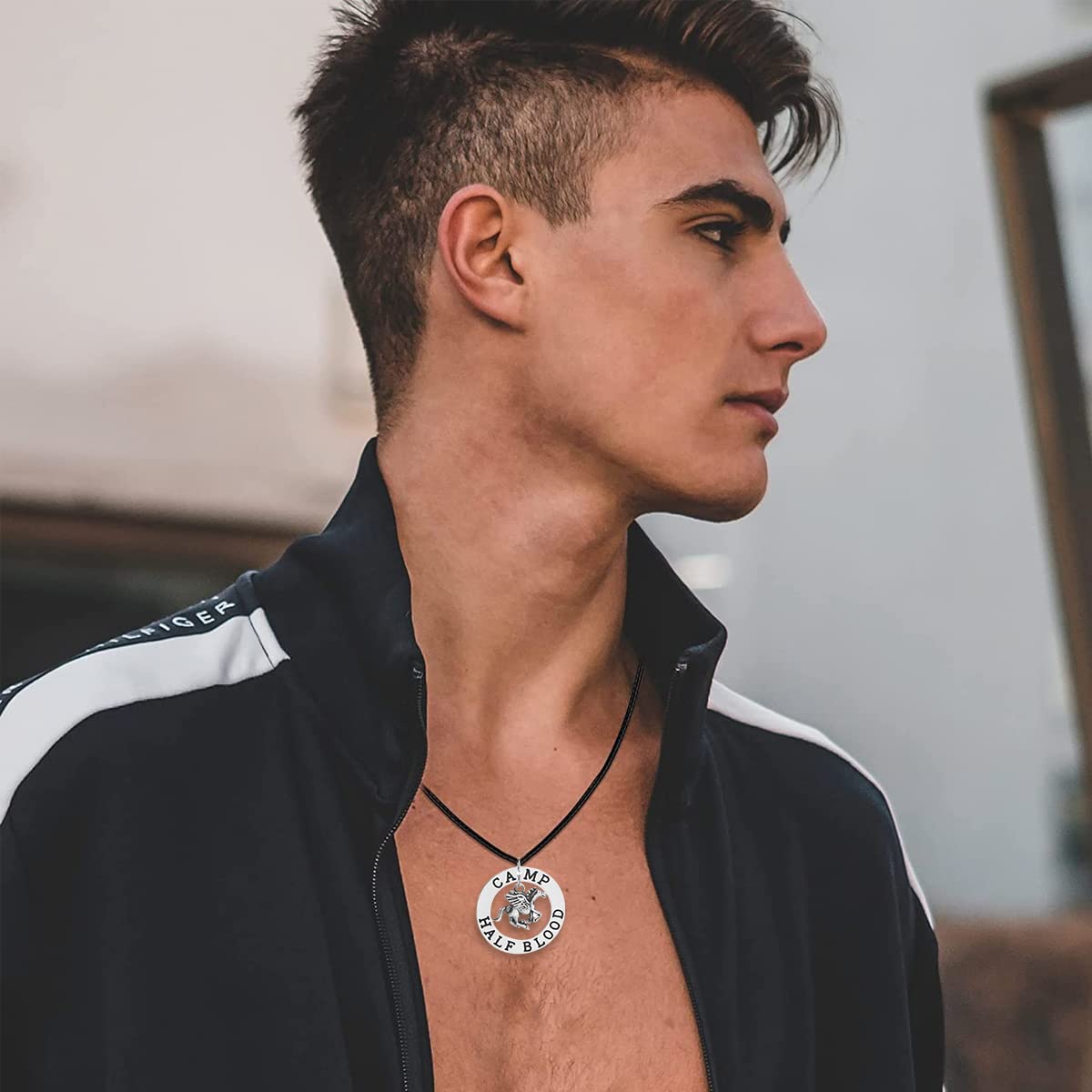 SANNIDHI Percy Jackson Necklace for Men and Women with 35 mm Pendant and 20 inch Chain | Stainless Steel Camp Half Blood Gift