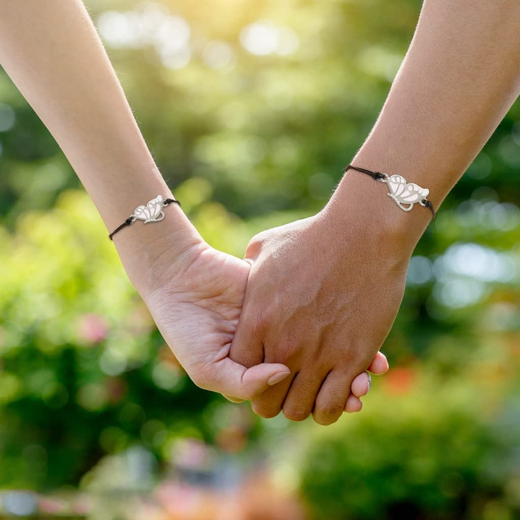 ZIBUYU Friendship Bracelets for Lovers Friends Girls Boys Romantic Magnetic Butterfly Design Bracelets for Girlfriend and Boyfriend Friendship Bracelet - 1 Pair