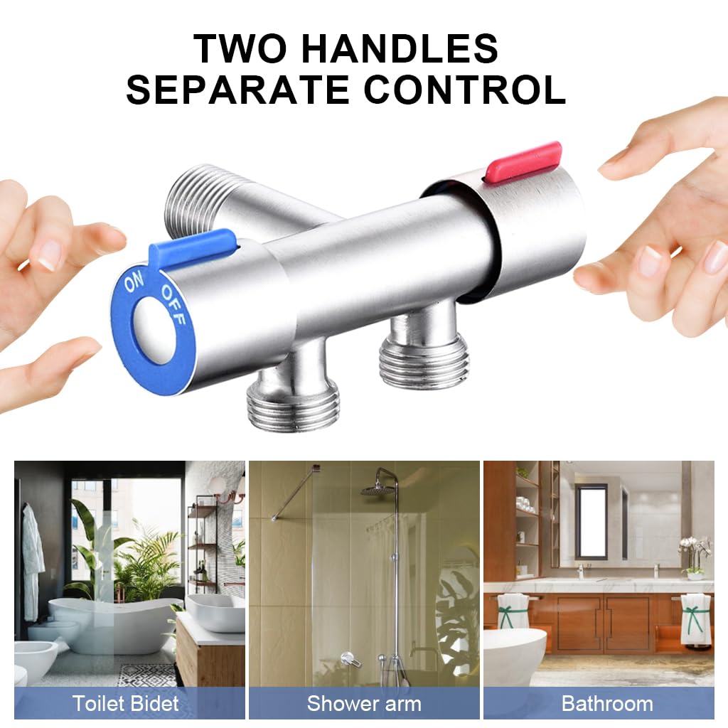 HASTHIP Shower Head Diverter Valve for Dual Outlet Control with G1/2 Connection | 304 Stainless Steel All Metal Build