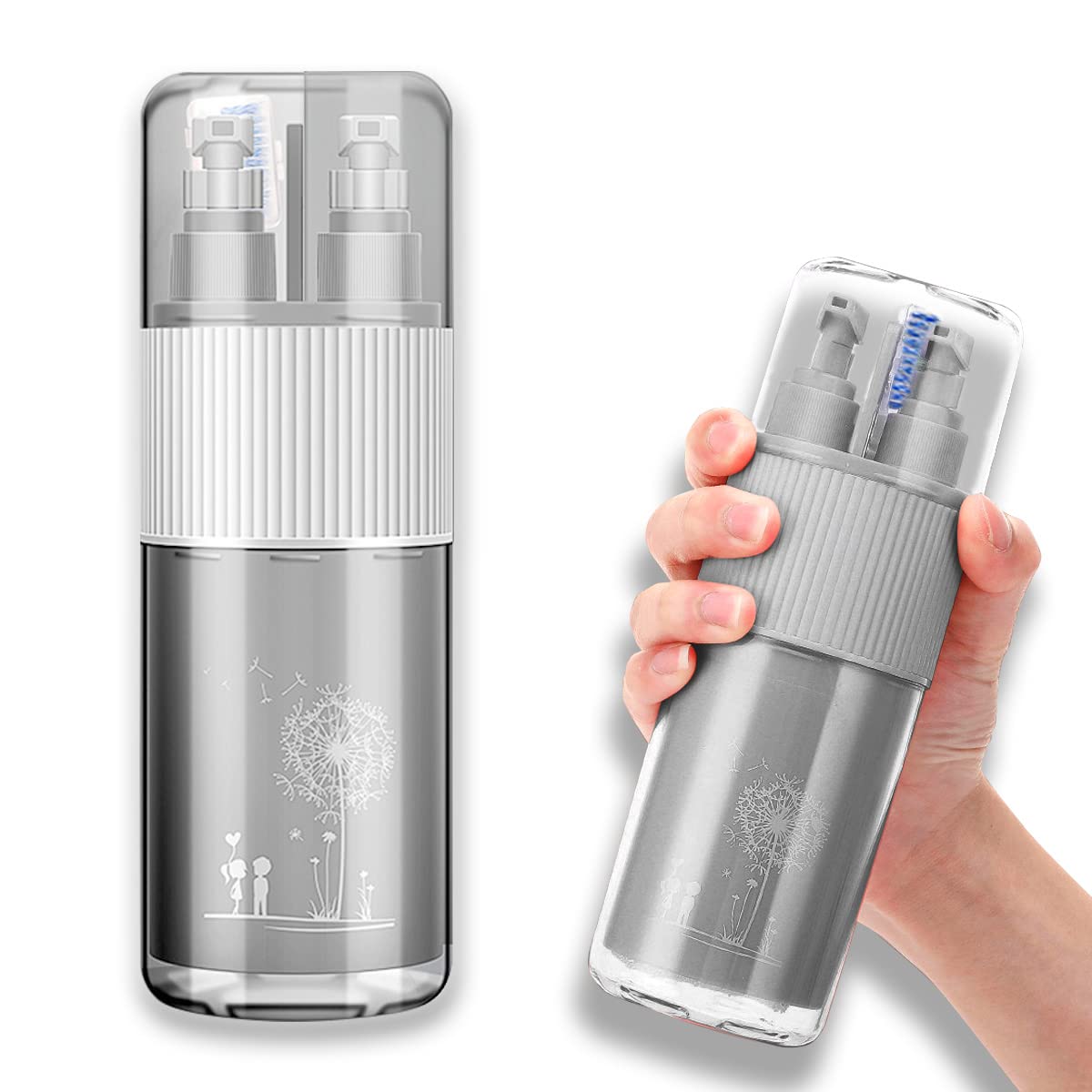 HASTHIP® Portable 5 in 1 Travel Wash Set Storage Case, Multifunction Toiletry Kits Cosmetic Container-Grey