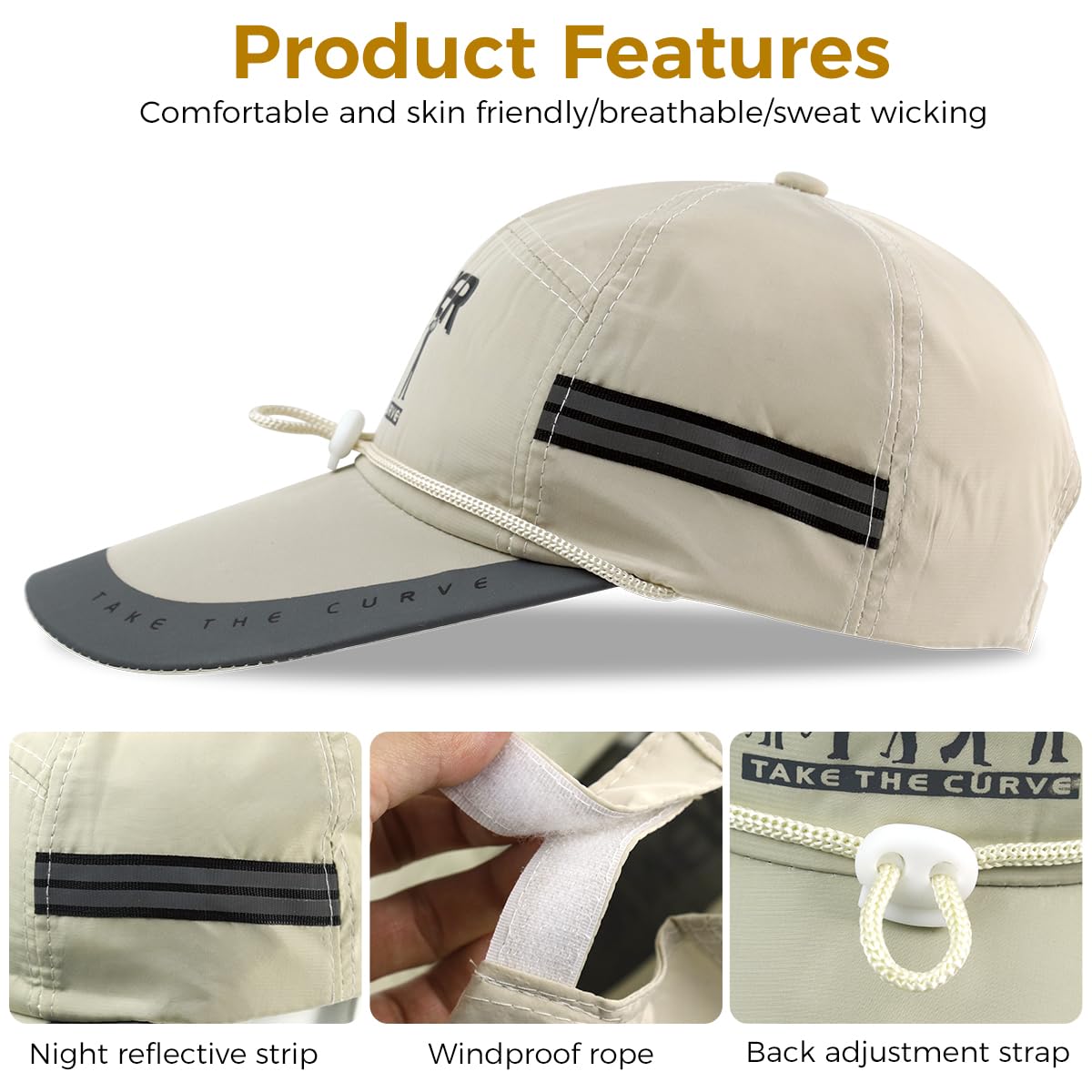GUSTAVE Sport Baseball Cap for Outdoor Activities with 10.5cm Brim and Chin Cord | UPF50+ Sun Protection Adjustable Fit