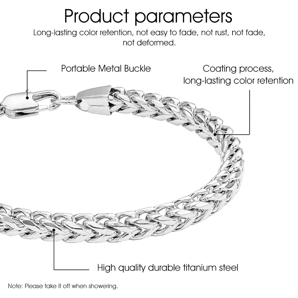 ZIBUYU Hand Bracelet for Men featuring Braided Curb Chain Design 21cm Silver Steel | Gift