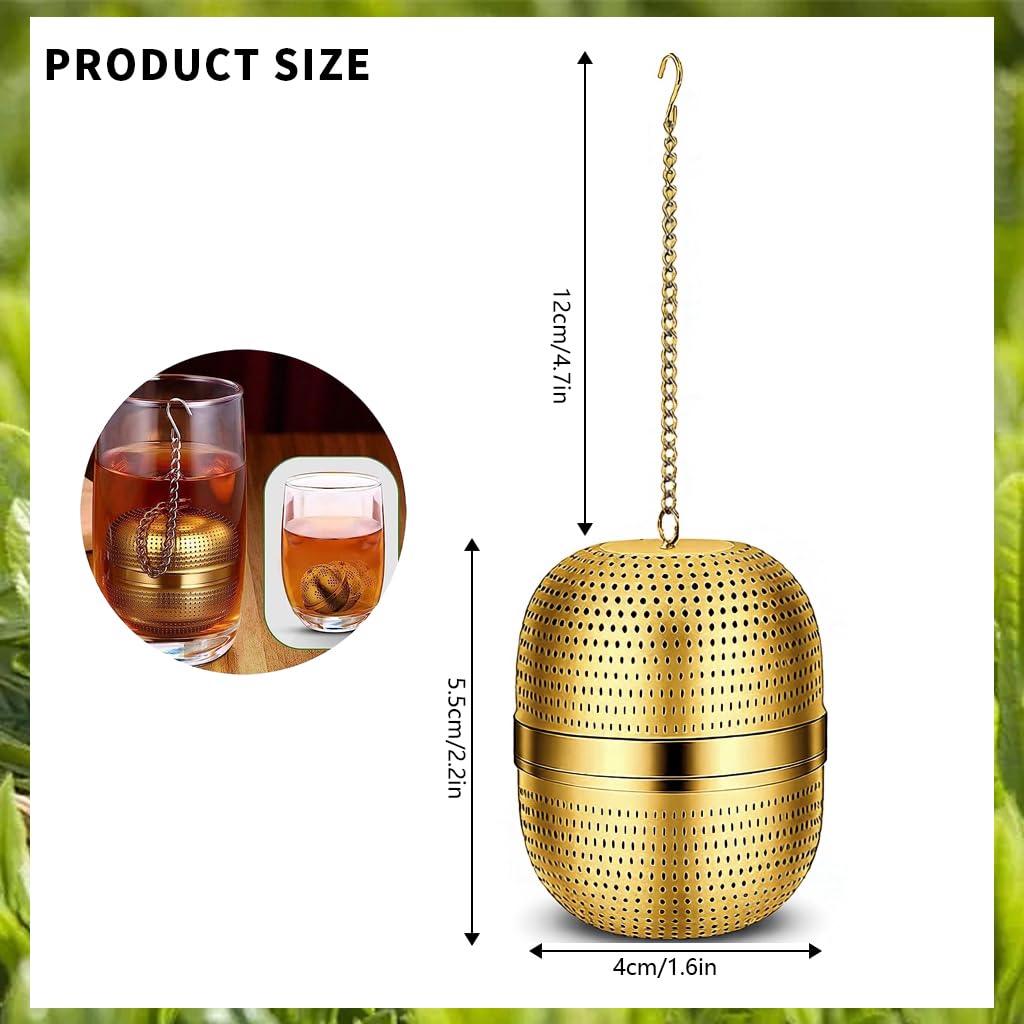 Supvox Tea Infuser for Loose Leaf Brewing with 2.1 in Mesh Strainer & Chain Lid | 304 Stainless Steel