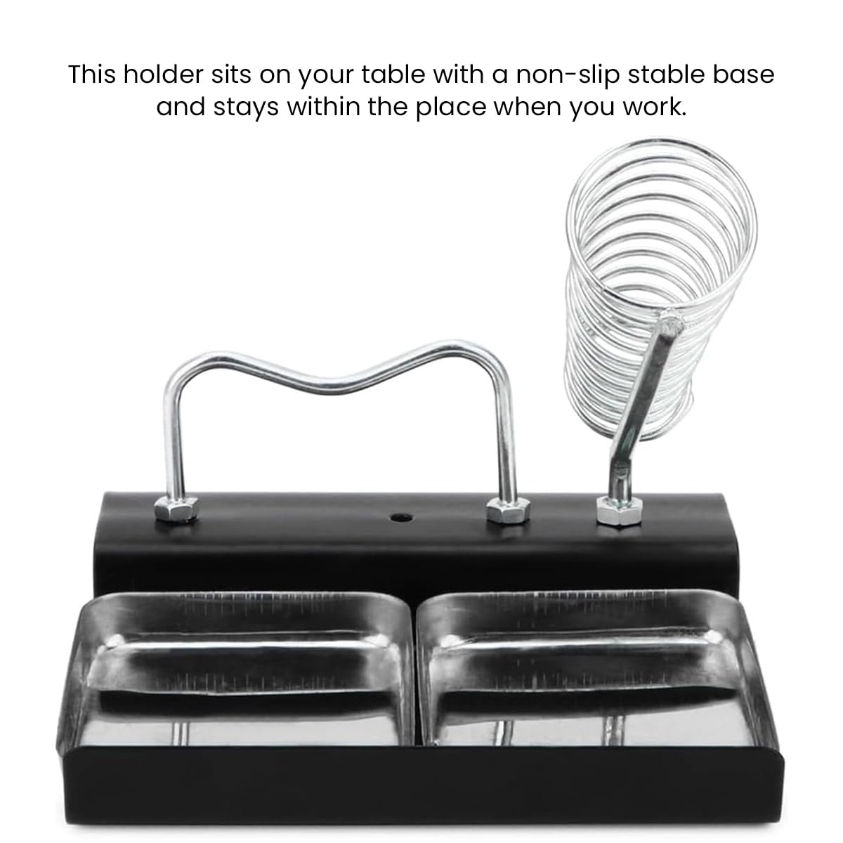 Serplex Soldering Iron Stand with Full Metal Coil and Dual Sponge Tray | Ergonomic Design for Safe and Stable Iron Holding