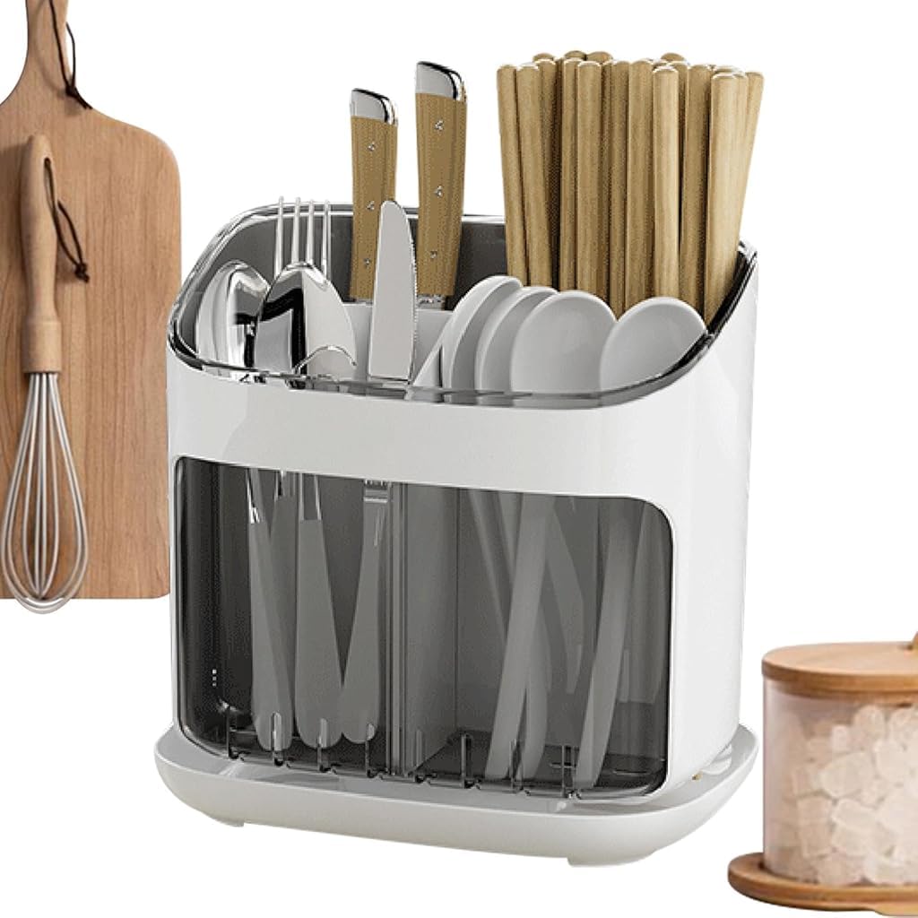 Supvox Cutlery Holder for Kitchen Utensils with 3 Compartments and Quick Draining 20.2x9x12.5cm