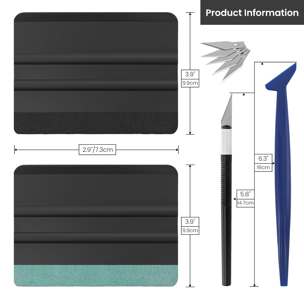 STHIRA® 8Pcs Car Window Tint Tool Kit Paint Protection Film Application Squeegee Tool Kit Car Window Tint Squeegee Tool Set Utility Cutter Protective Film Installing Tool for Car