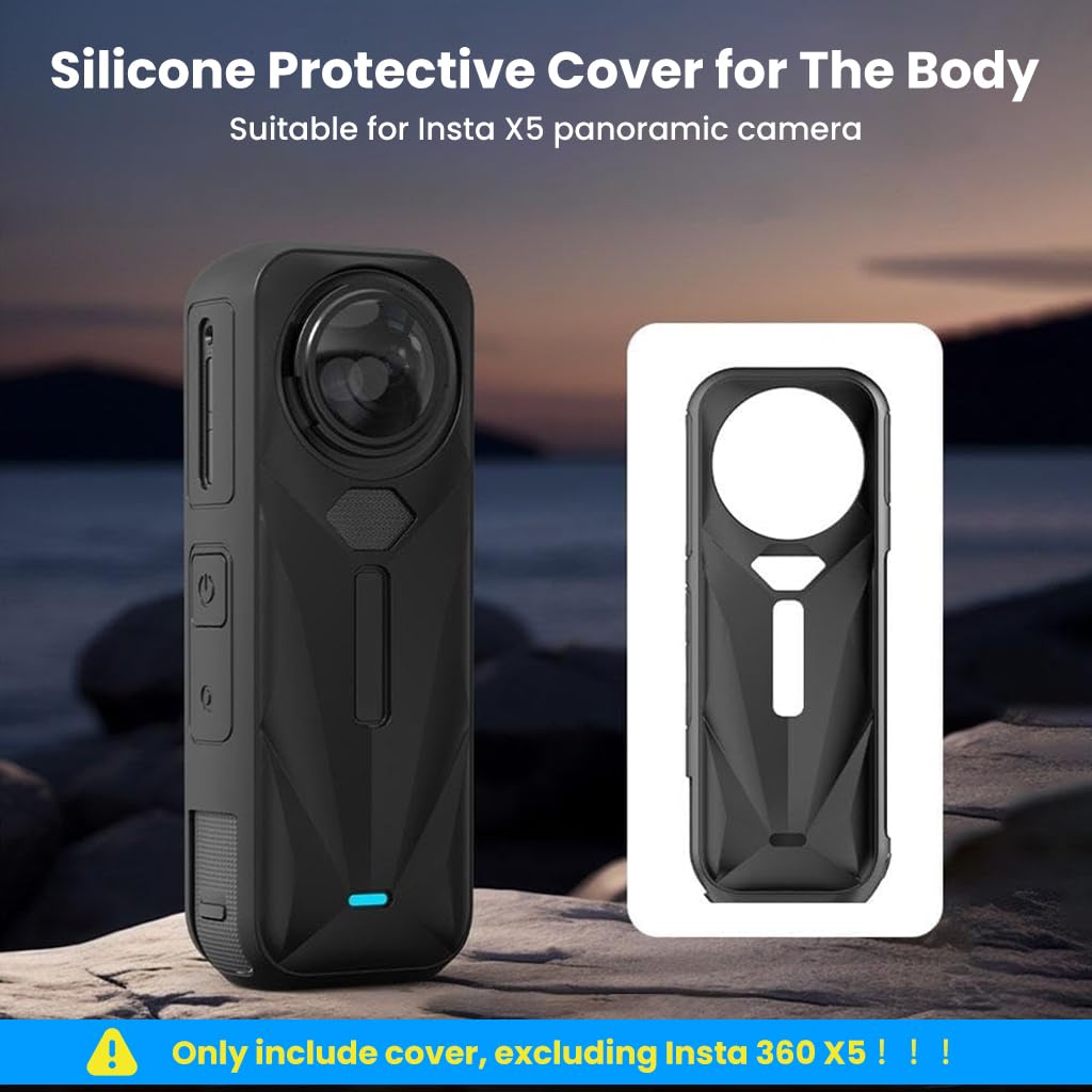 ZORBES Silicone Skin Cover for Insta 360 X5 with Slide In Design and Anti Scratch Protection