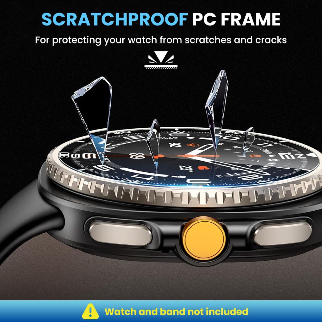 ZORBES Glass Screen Protectors for Samsung Galaxy Watch 8 46mm with Auto Alignment Tool | 3 Pack Tempered Glass