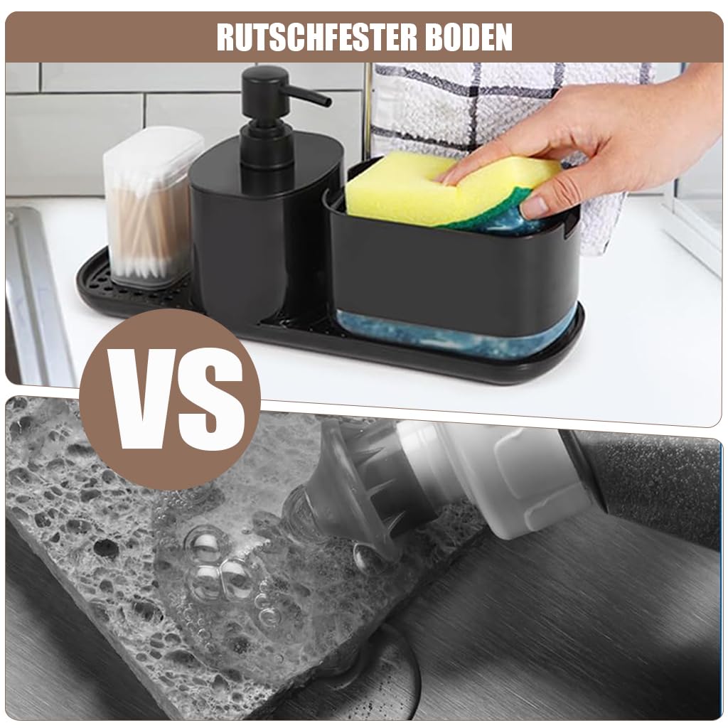 HASTHIP Kitchen Soap Dispenser for Sink with 2‑in‑1 Drain Rack and 12.2×4.3×6 in Slim Design | Multipurpose for Kitchen and Bathroom