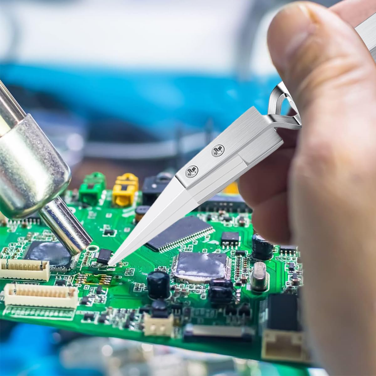 Serplex Electronics Tweezers 3pcs for PCB and 3D Printing featuring Heat Resistant Non Conductive Ceramic Tips