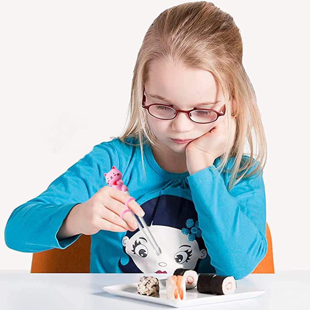 ZIBUYU Training Chopsticks for Kids Learning to Use Chopsticks Properly with 18.8cm Length | Left or Right Hand Beginners Pink Pair