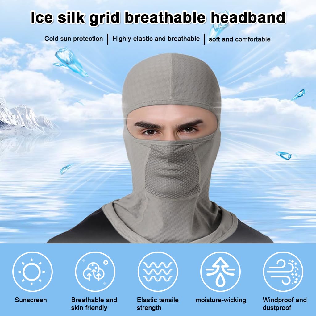 PROBEROS Balaclava Face Mask for Skiing and Cycling with UPF 30+ Sun Protection | 2PCS Grey
