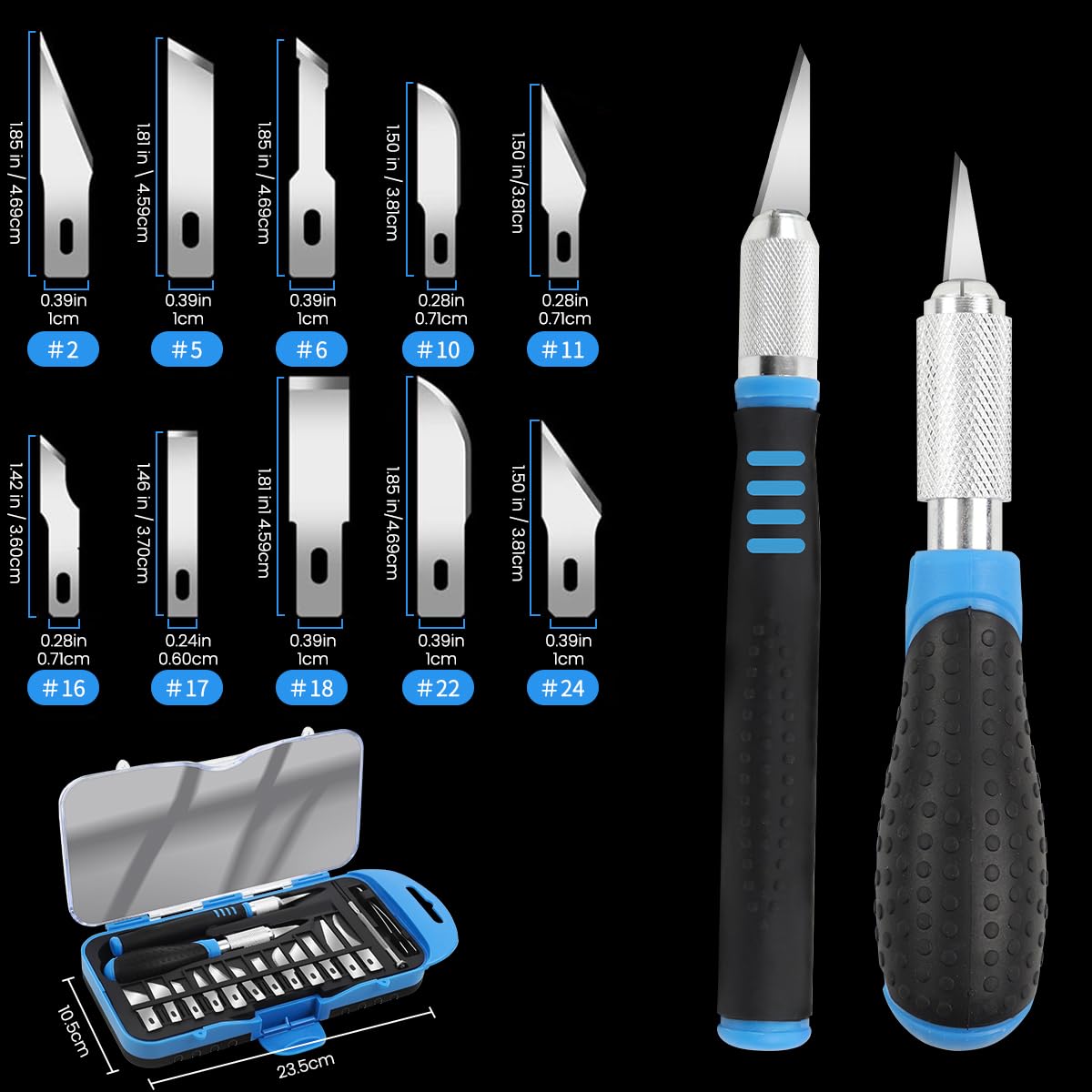 Serplex Craft Cutter Kit for DIY Projects with 16Pcs SK5 Steel Blades and Rubberized Grips