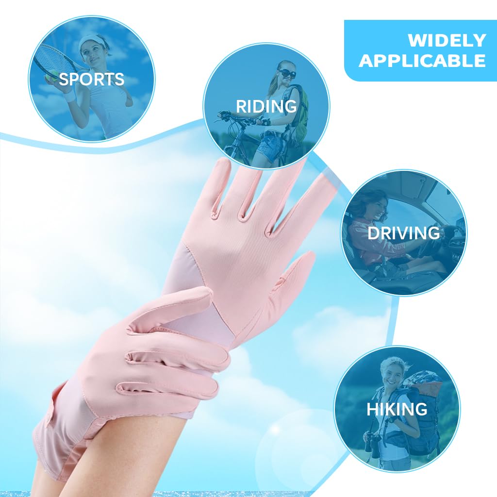 SANNIDHI Silicone Gloves for Sun Protection with UPF 50+ Ice Silk Fabric | Pink Womens Cycling and Driving Gloves