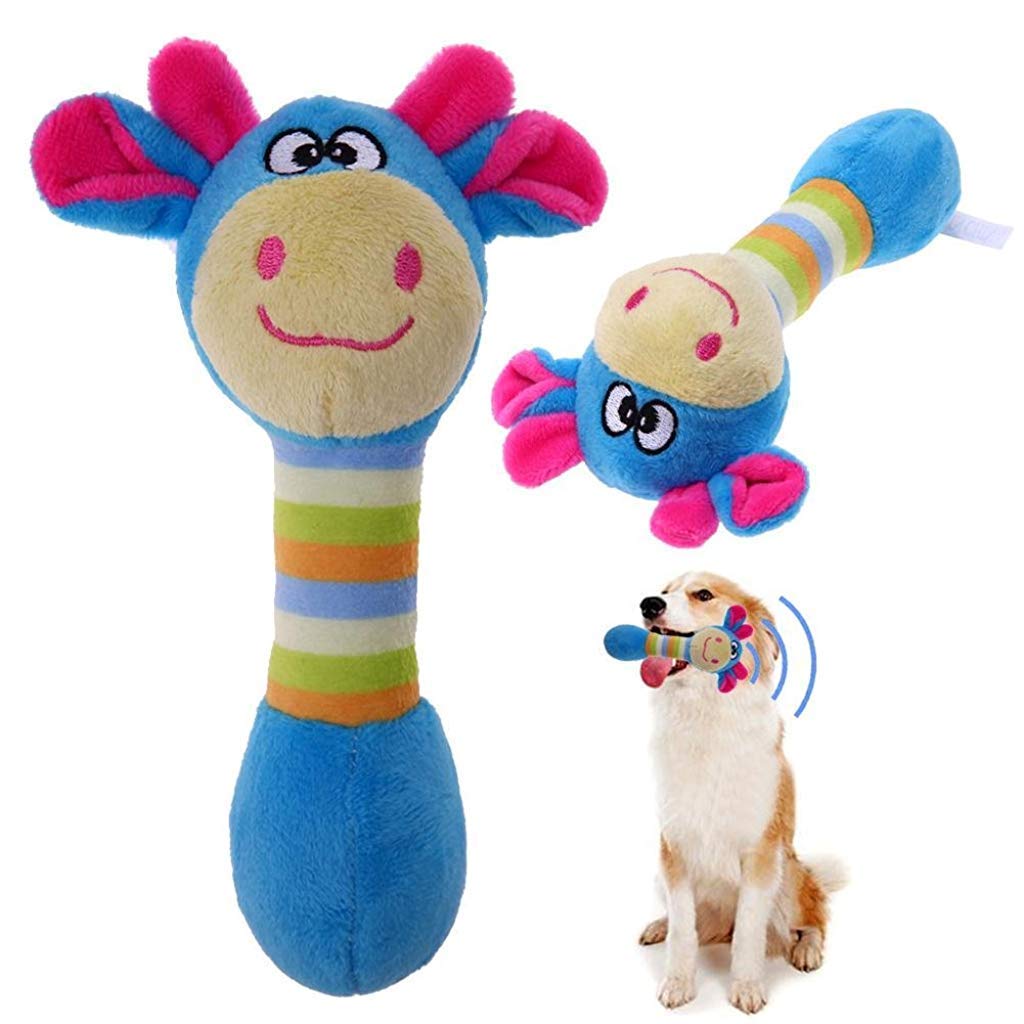 ELEPHANTBOAT  Funny Animal Shape Pet Puppy Dog Plush Sound Squeaker Chewing Toy (Blue, 18*10cm)