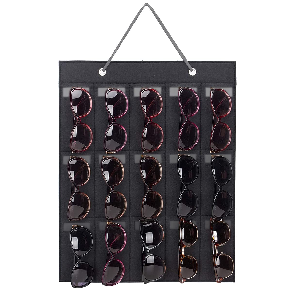 PALAY® Sunglasses Organizer Box Wall Hanging Organizer for 15 Pair of Sunglass or Glasses, Hanging Eyeglasses Storage Holder, Sunglasses Case Displaying for Wardrobe(Without Sunglasses)