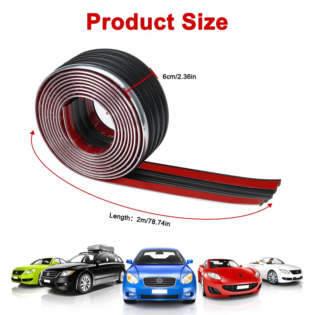 STHIRA Car Door Bottom Bumper Strips for Vehicle Door Protection with Self-Adhesive 6.6ft Waterproof Rubber | Chrome Finish Trim