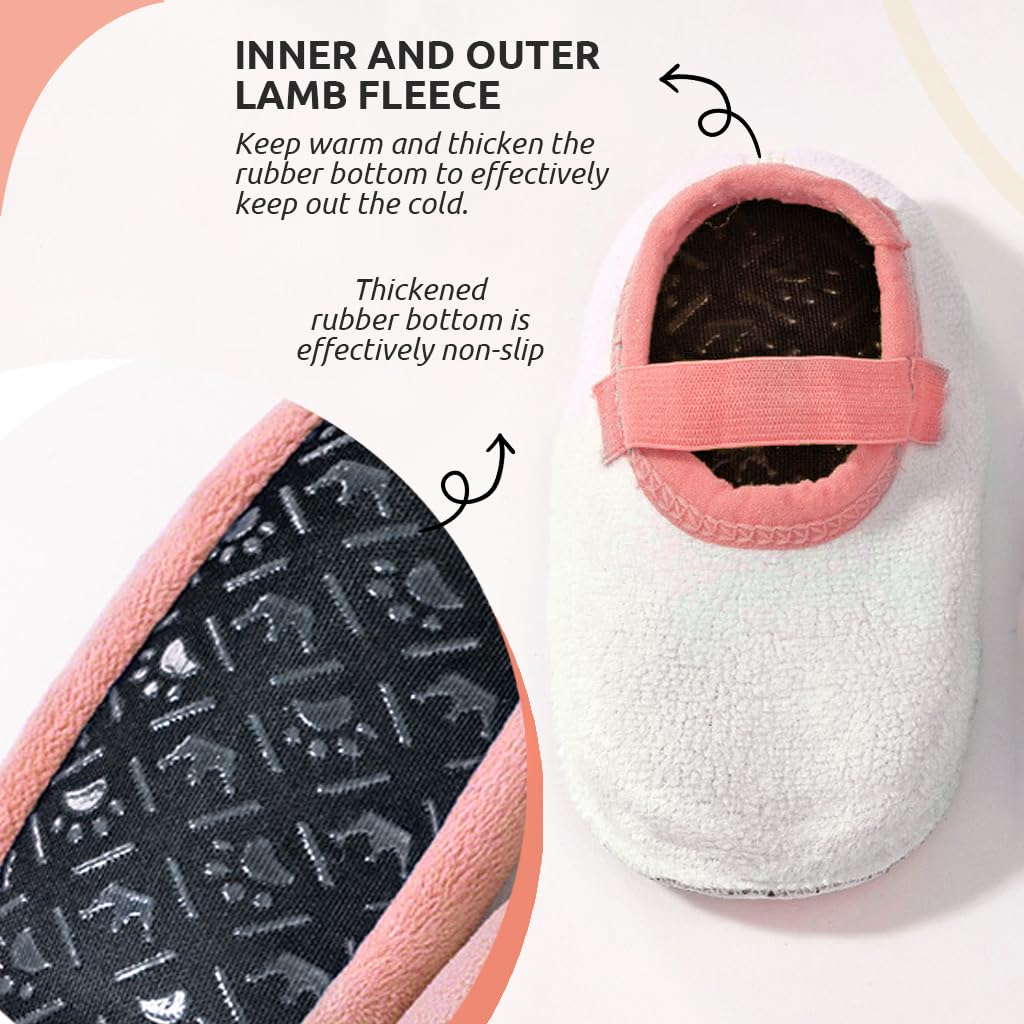 SNOWIE SOFT Cartoon Baby Shoes for 6 to 12 Months with Non Skid Sole and Elastic Strap | Pink Rabbit Gift