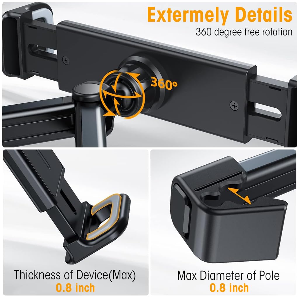 STHIRA Car Tablet Holder for Back Seat with 360° Rotation Arm | Fits 4.7–13 in Devices