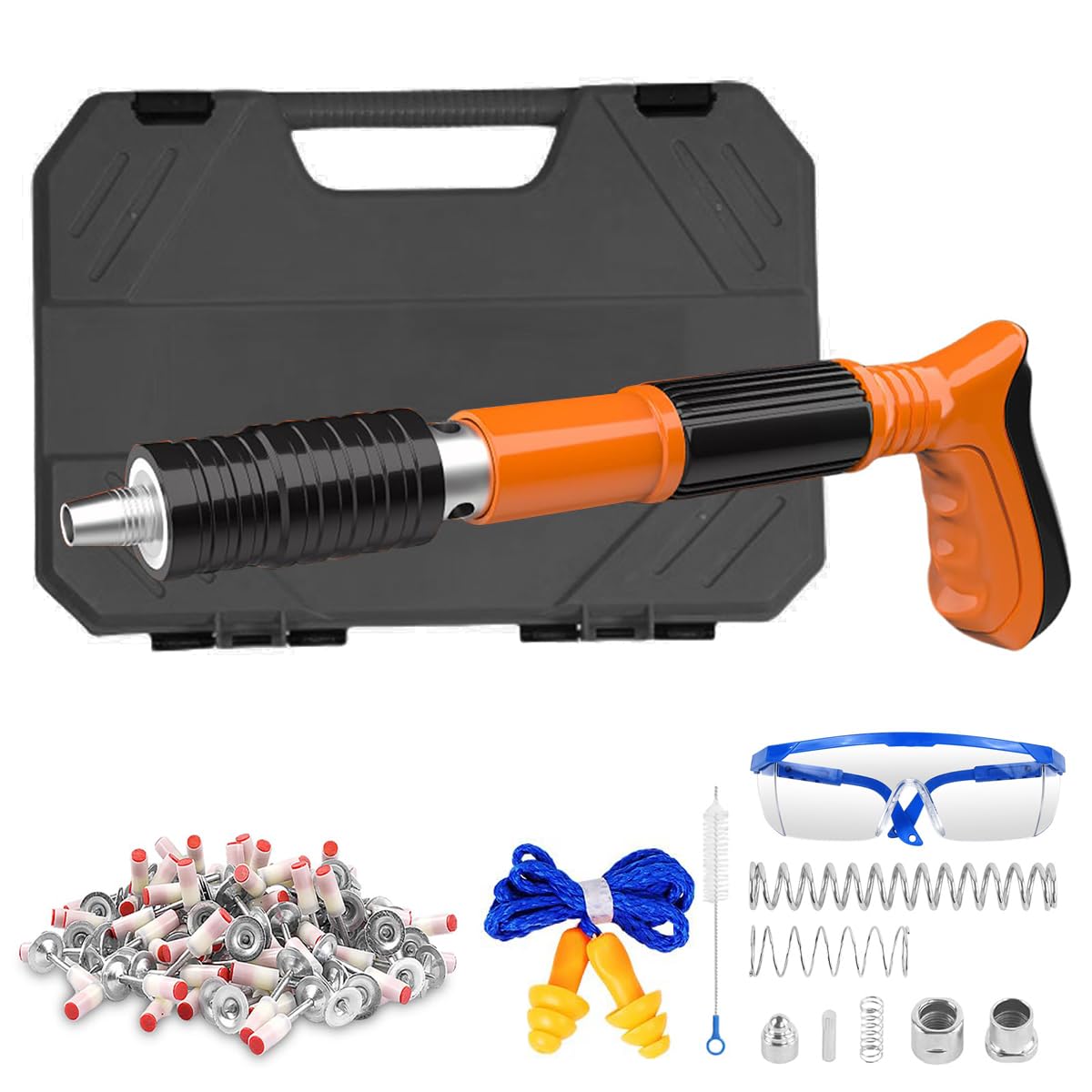 Serplex Concrete Nail Gun Kit with 100pcs Nails for Woodworking featuring Adjustable Driving Force and Ergonomic Handle