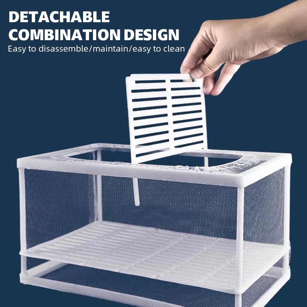 Qpets Aquarium Fish Breeding Box for Fry Protection with Suction Cups and Nylon Mesh 16x15x15.5cm