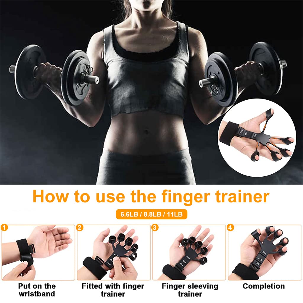 Proberos Finger Gripper for Hand Strength Training with 3 Adjustable Resistances | Silicone Wrist Support Exerciser