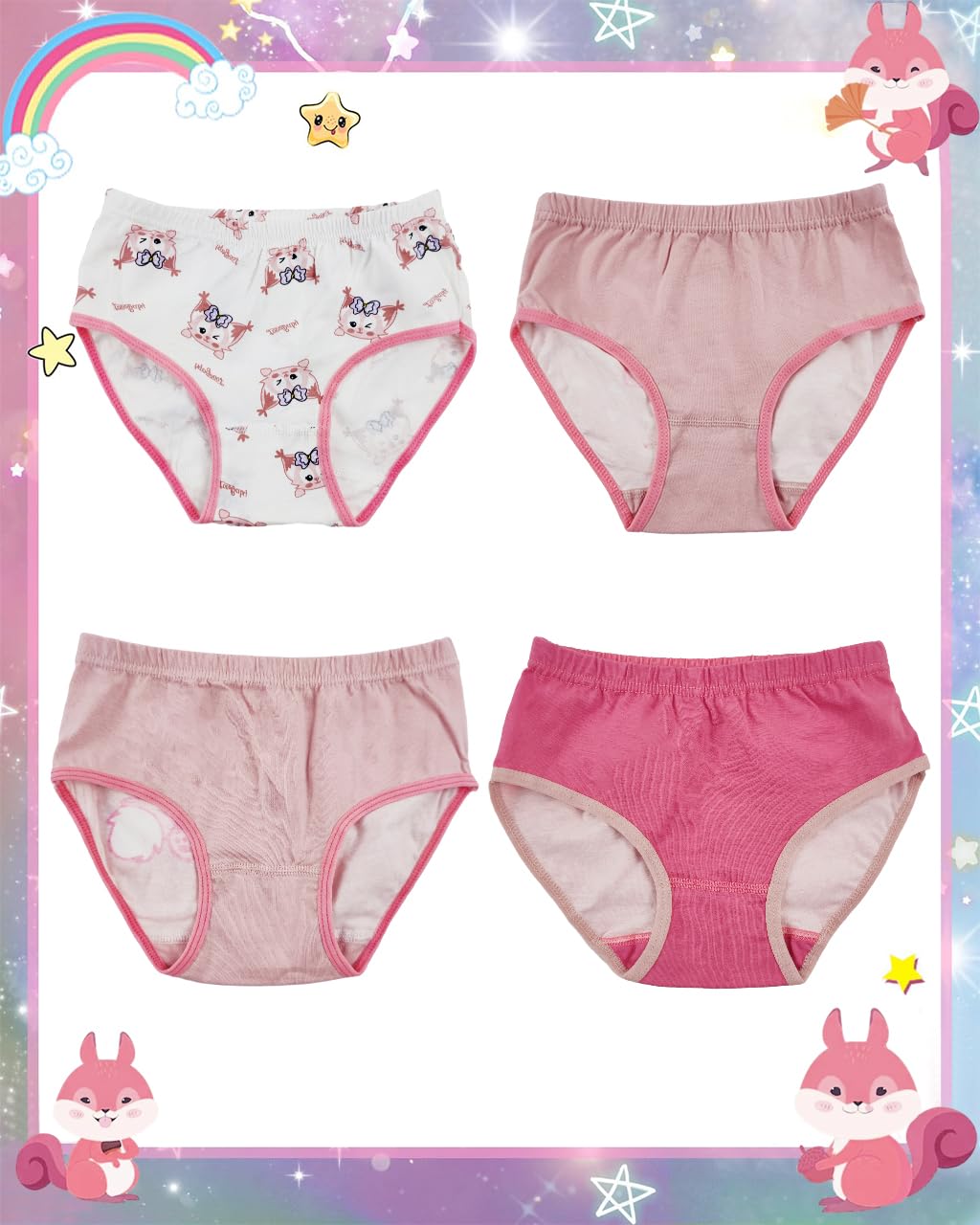 PALAY Girls Cotton Underwear 3 Pack for Toddlers 2–4 Years with Elastic Waist | Soft Breathable Briefs