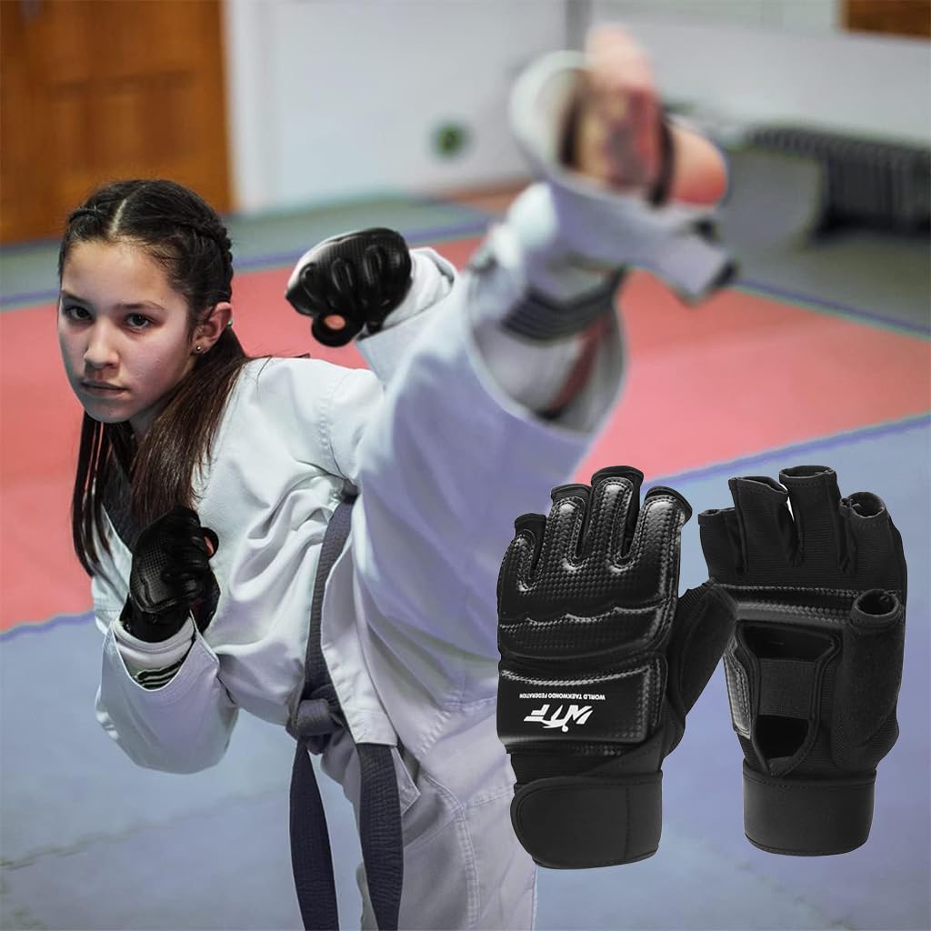 Optifit Boxing Gloves for Thai Training with Fingerless Open Palm and Wrist Support | Adjustable Closure for Martial Arts and Fitness