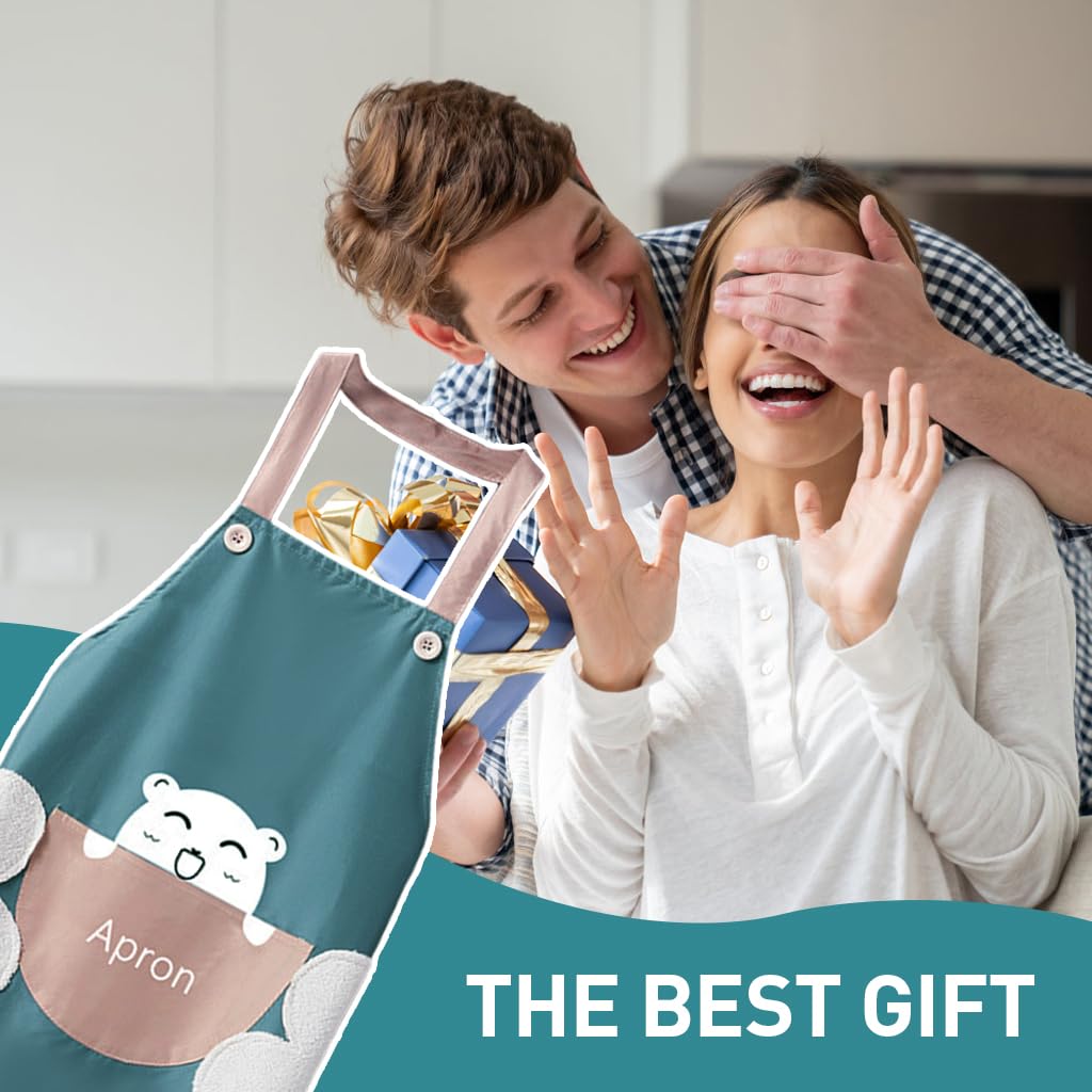 Zibuyu Kitchen Apron for Cooking with Coral Plush Hand Wiping Patches 27.56 in | Waterproof PVC for Women and Men