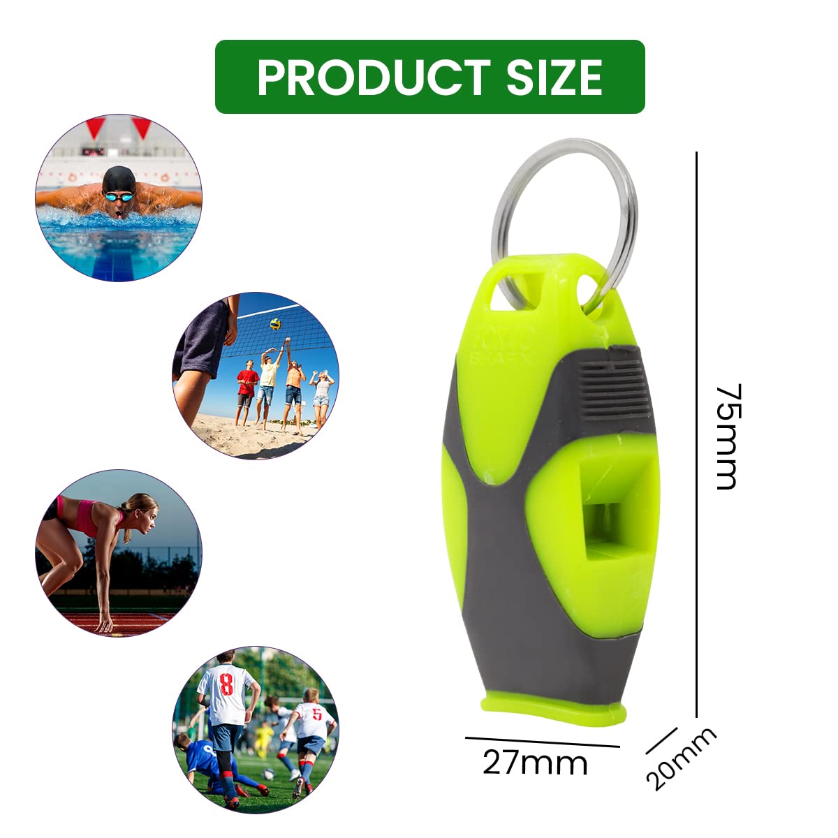 Proberos Whistle for Sports Coach with 120 dB High Sound and Dual Side Air Vents | ABS Plastic