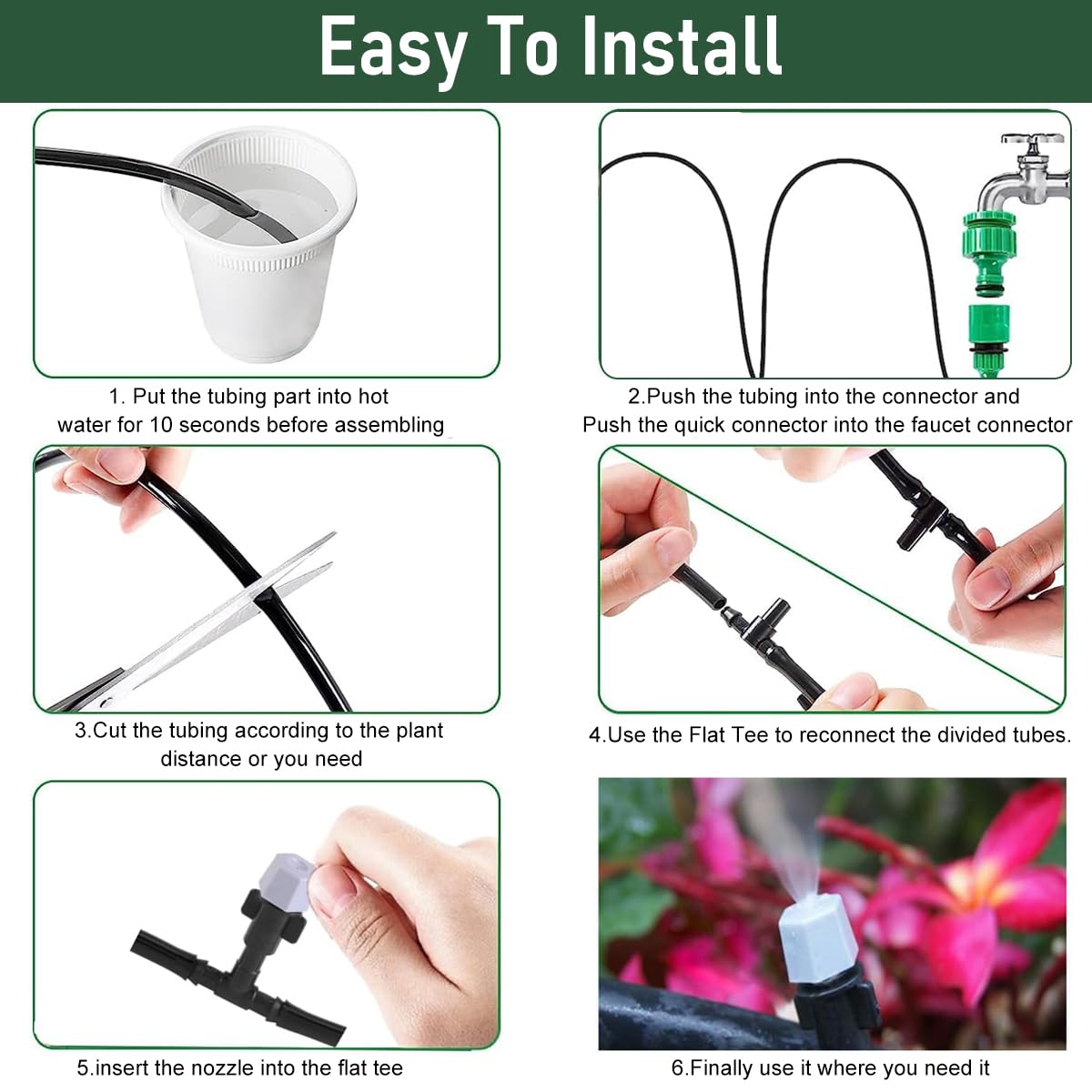 HASTHIP Automatic Garden Watering System with 10M Drip Pipe and 10 Tee Connectors | Outdoor Irrigation Kit for Plants