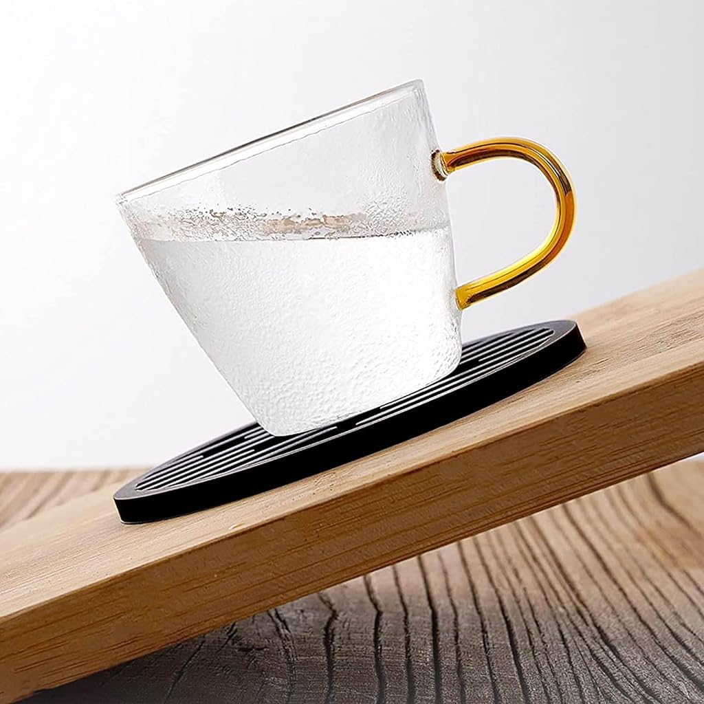 ZIBUYU Cup Coasters Anti-Slip Coffee Coasters Heat Resistant Silicone Tea Cup Coasters Table Coasters for Drinks Kitchen Home Bar Supplies, Dishwasher Safe (3.93 inches), Black - 4 Pcs