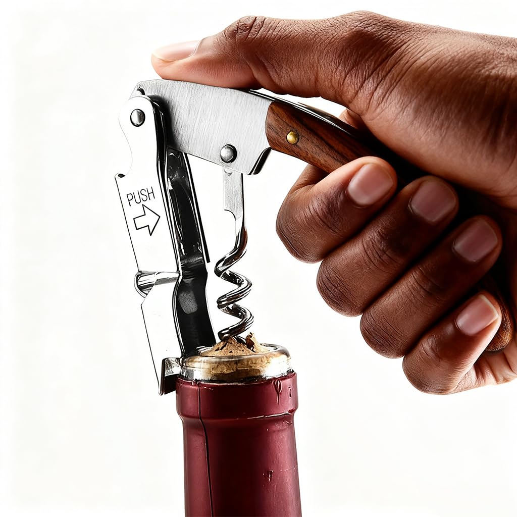 ZIBUYU Wine Opener for Effortless Bottle Opening with Ergonomic Handle and Lever Mechanism