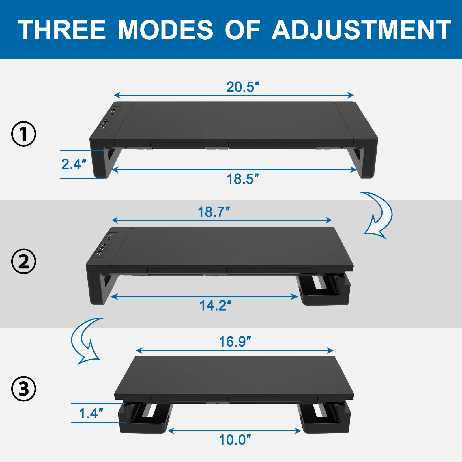 ZORBES Monitor Stand for Desk, Monitor Riser with USB A/C Ports, Phone Stand and Mini Drawer, Table Stand Monitor Mount Support Data Transfer, Charging, Desktop Stand for Monitor