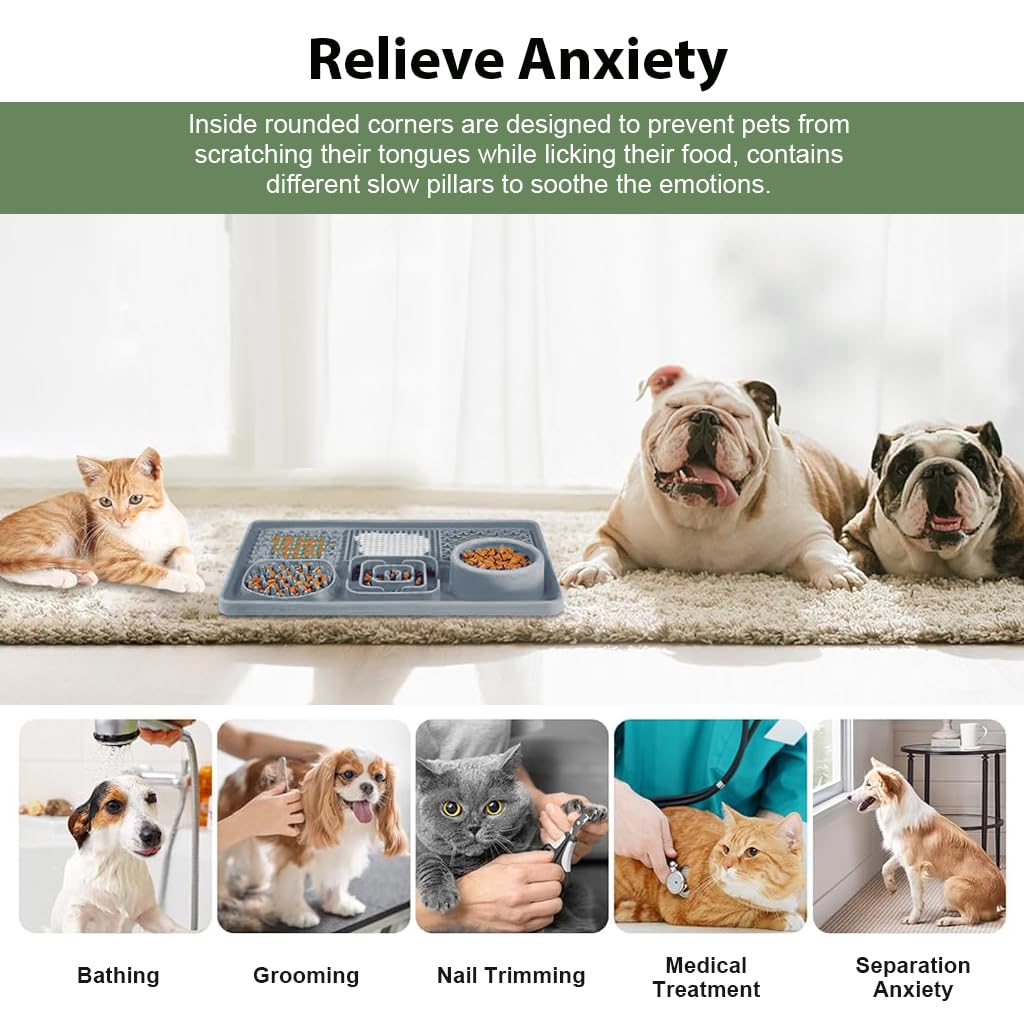 Qpets Lick Pad for Dog and Cat with Suction Cups featuring Food Grade Silicone | Ideal for Bathing Grooming and Training