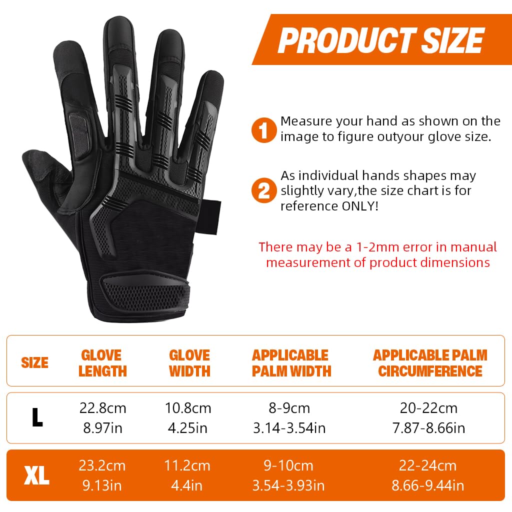PROBEROS Riding Gloves for Bikers with TPU Knuckle Impact Protection and Touchscreen Control | XL