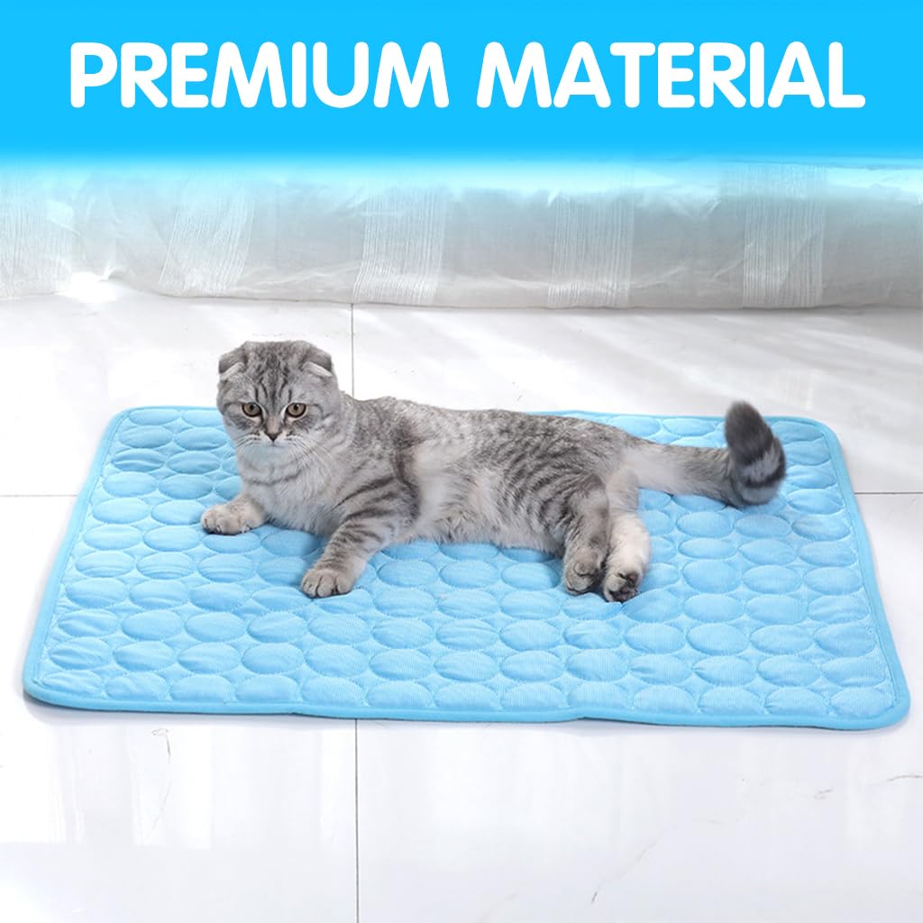 Qpets® 1Pcs Summer Cool Mat for Small Pet Ice Silk Comfortable Summer Cool Mat 15.7x11.8 Inches Summer Cooling Mat Pet House Cool Mat for Rabbit, Guinea Pigs, Hamsters, Kitties, Puppies