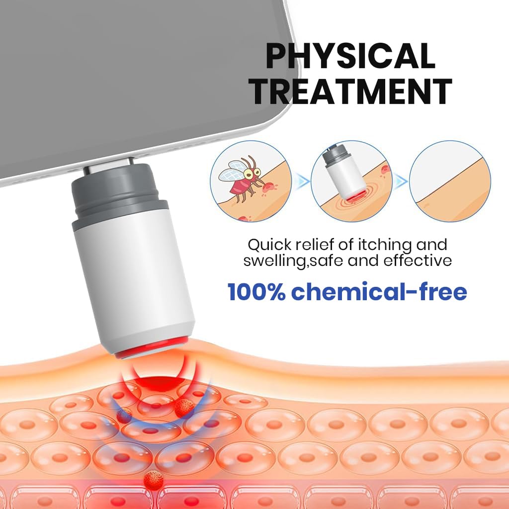 OFIFO Portable Mosquito Bite Itch Relief Device for Travel with Heat Therapy & Type C Rechargeable | IPX5 Waterproof Bug Bite Soother