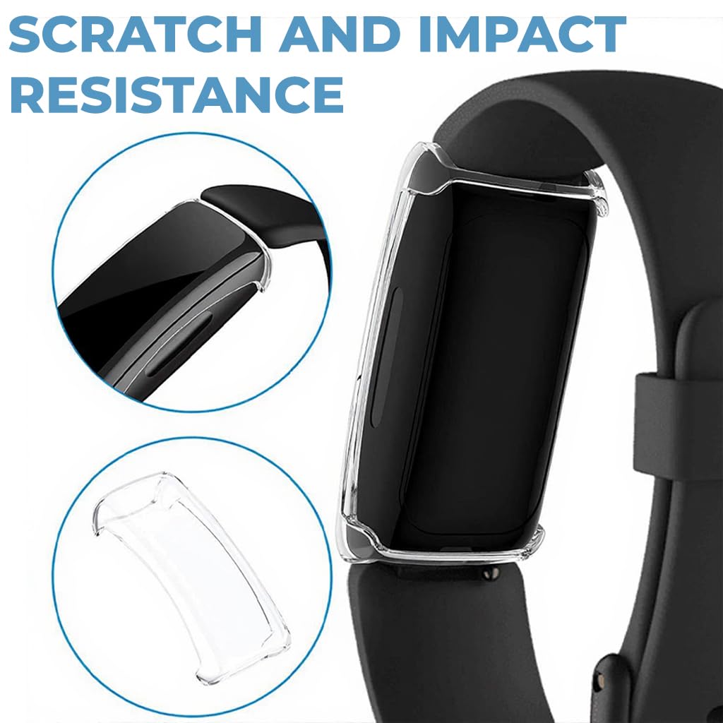 ZORBES Fitbit Inspire 3 Case Cover with Soft TPU All Around Protection | 3 Pack Transparent Shell