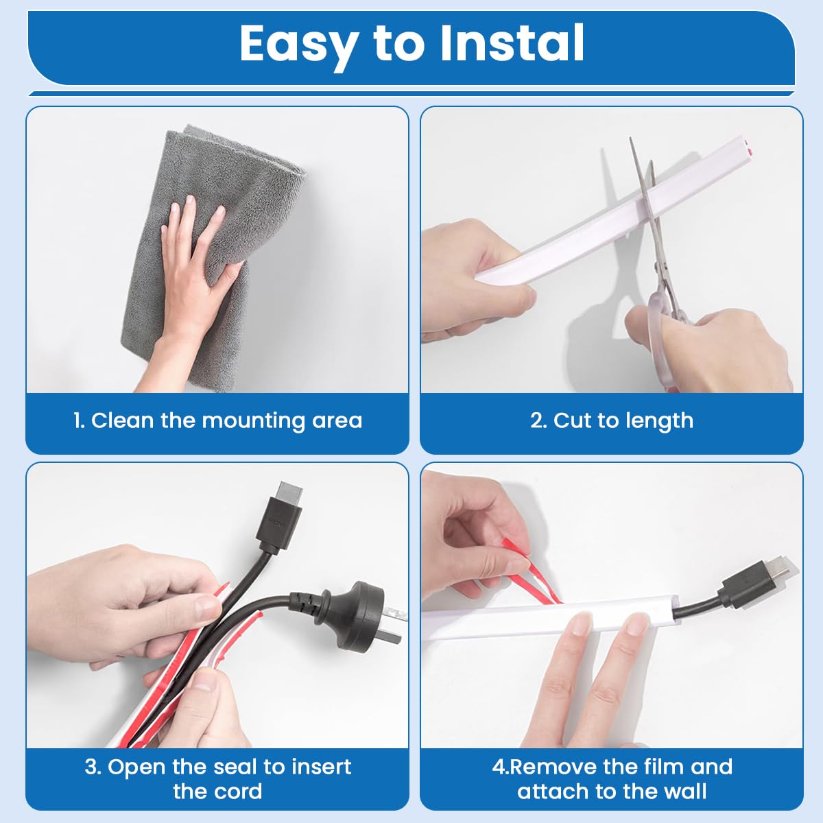 Serplex Floor Cable Hider for Home and Office with Bottom Opening Design 6.6ft 3PCS White