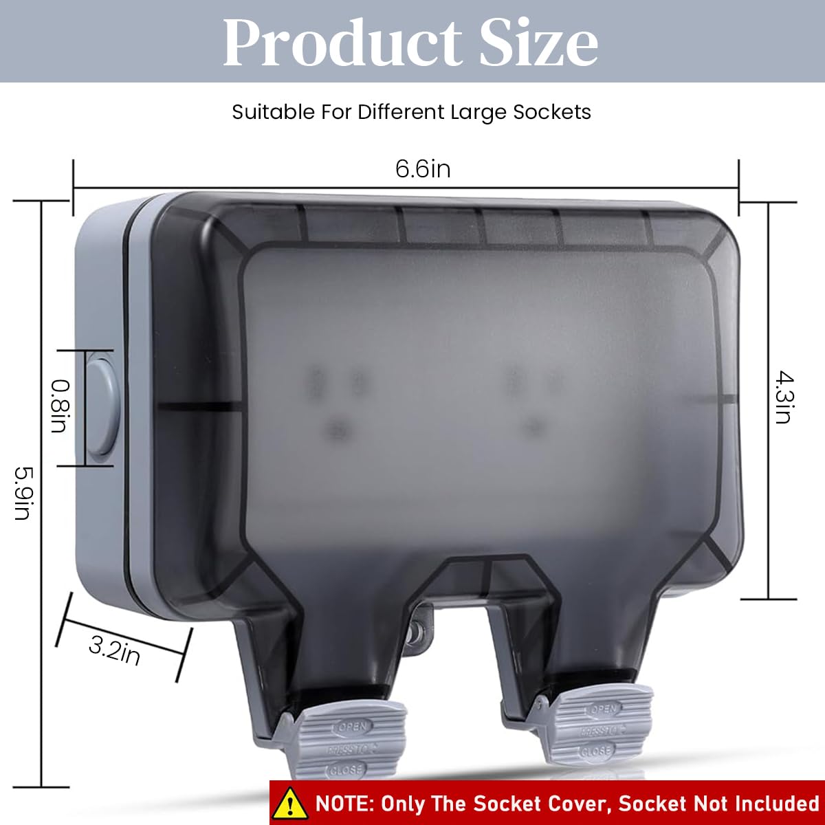Serplex Double Socket Switch Cover for Outdoor Use featuring Flip Up Lid and ABS Build 86x146mm
