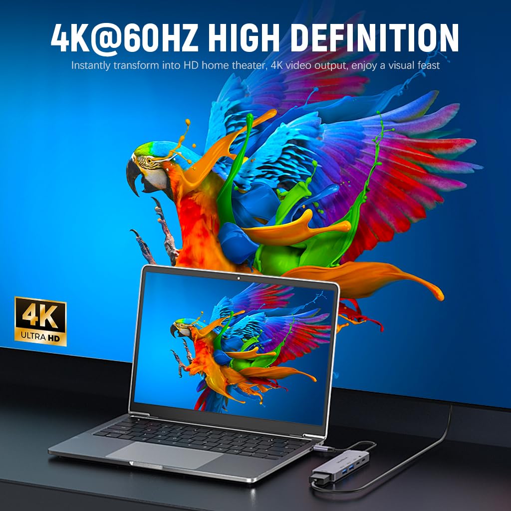 Verilux USB C Hub for Laptop and Tablet with 4K HDMI 100W PD & Dual USB Ports | 5 in 1 Adapter