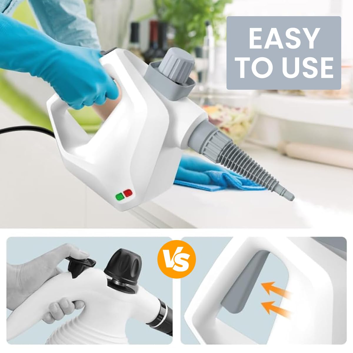 Supvox Handheld Steam Cleaner for Home Cleaning with 400ml Tank and 97.2in Cable | 230°F High Temperature Sterilization
