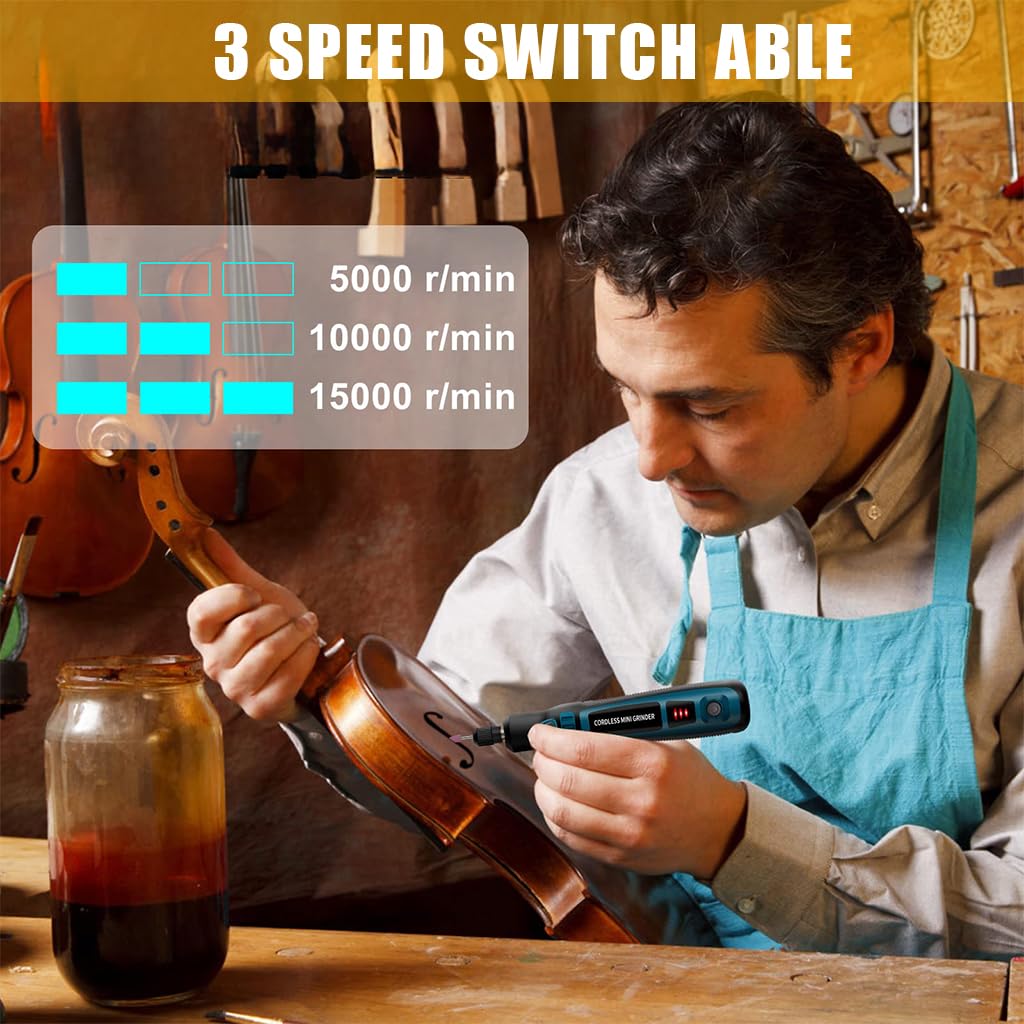 Serplex Electric Engraving Pen Kit for DIY Crafts with 44 Bits and 3 Speed Settings | Cordless USB Tool