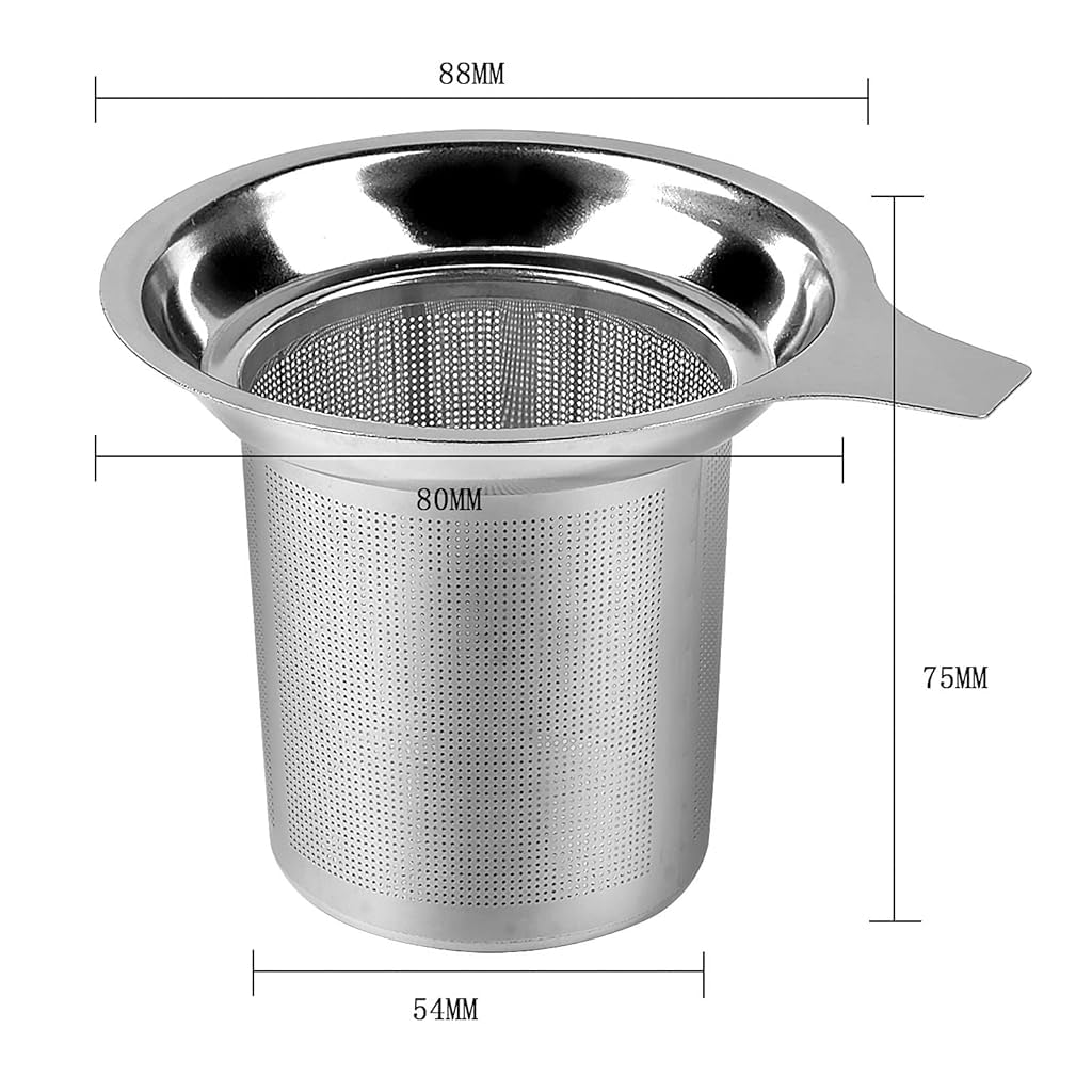 ZIBUYU Sink Strainer and Tea Strainer Set for Kitchen and Bathroom featuring 4.3 in Filter and 8.8 cm Mesh | Stainless Steel with Easy Clean Handle