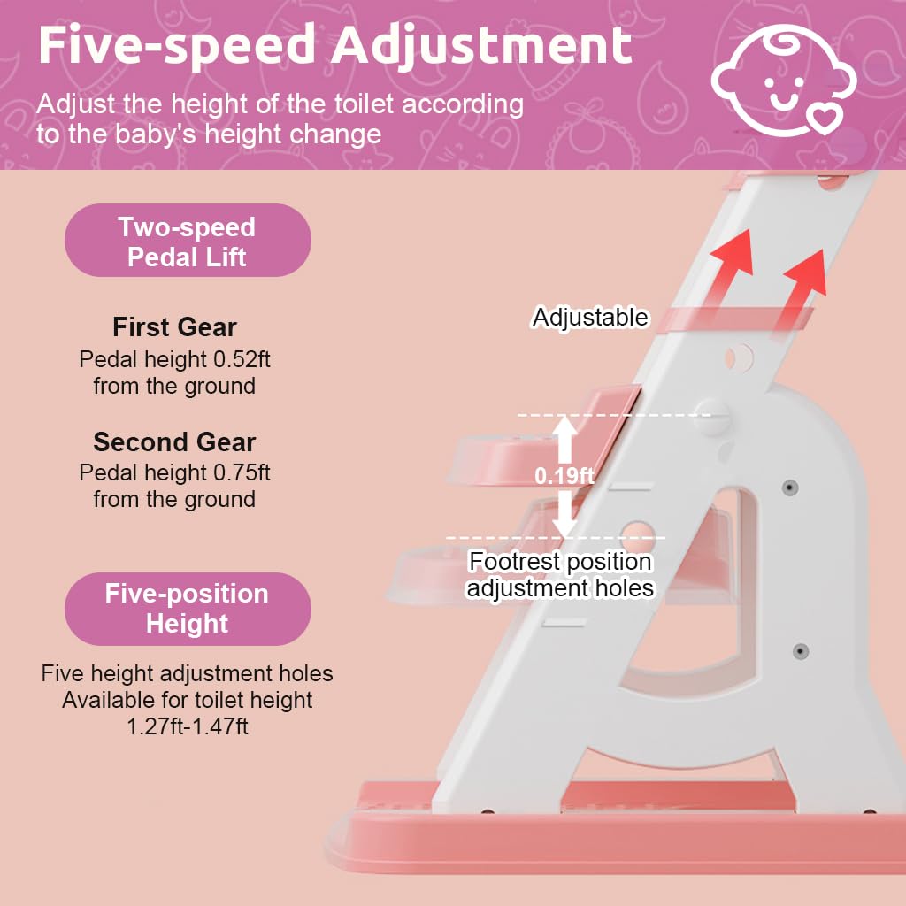 SNOWIE SOFT® Kids Potty Training Seat for Toilet Kids Potty Seat Assistant with Stairs 2 in 1 Folding Potty Training Seat with Anti-slip Steps Baby Toilet Seat for 2 Year to 5 Years