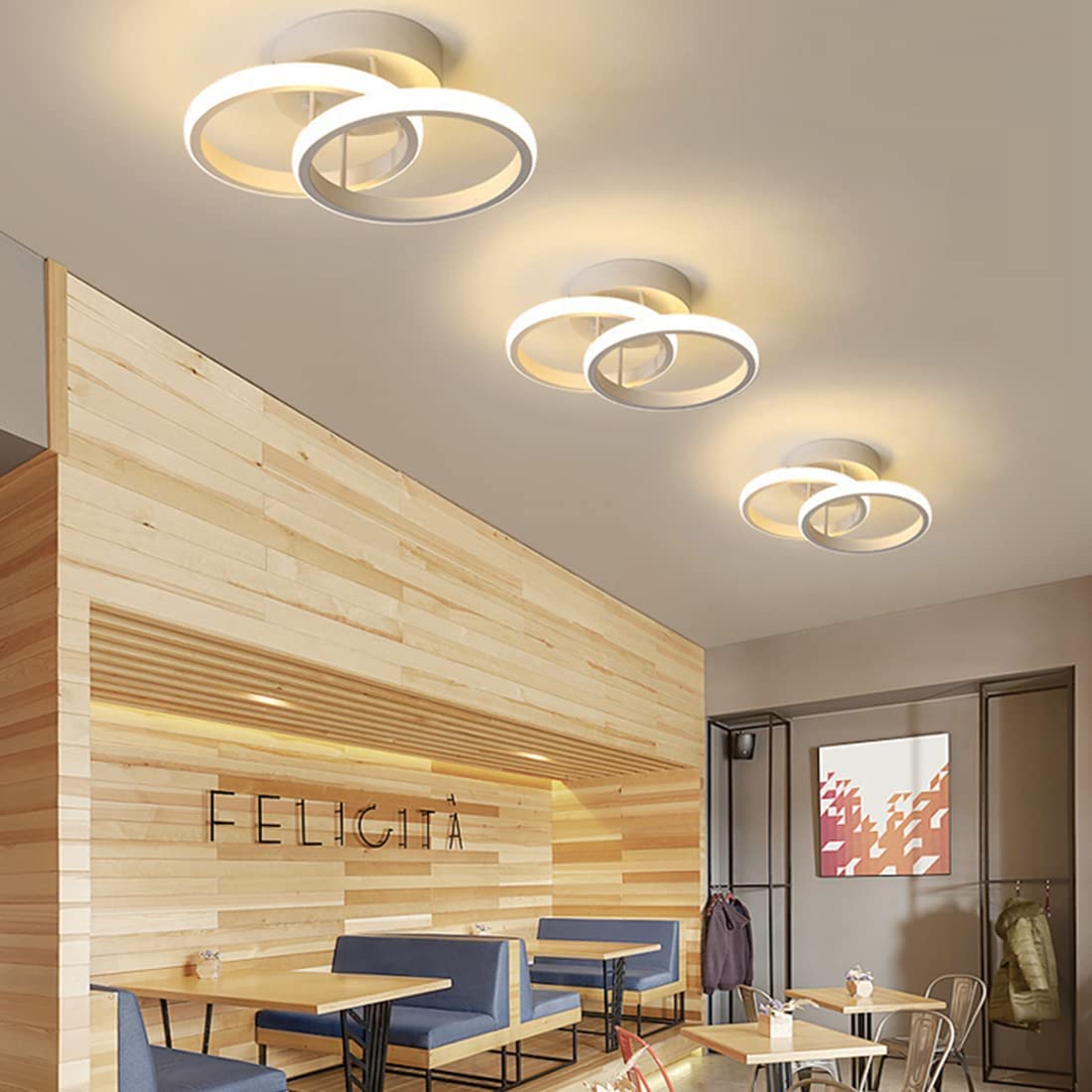 ELEPHANTBOAT Ceiling Light for Living Room with 20W LED 3000K Warm Light and Acrylic Shade