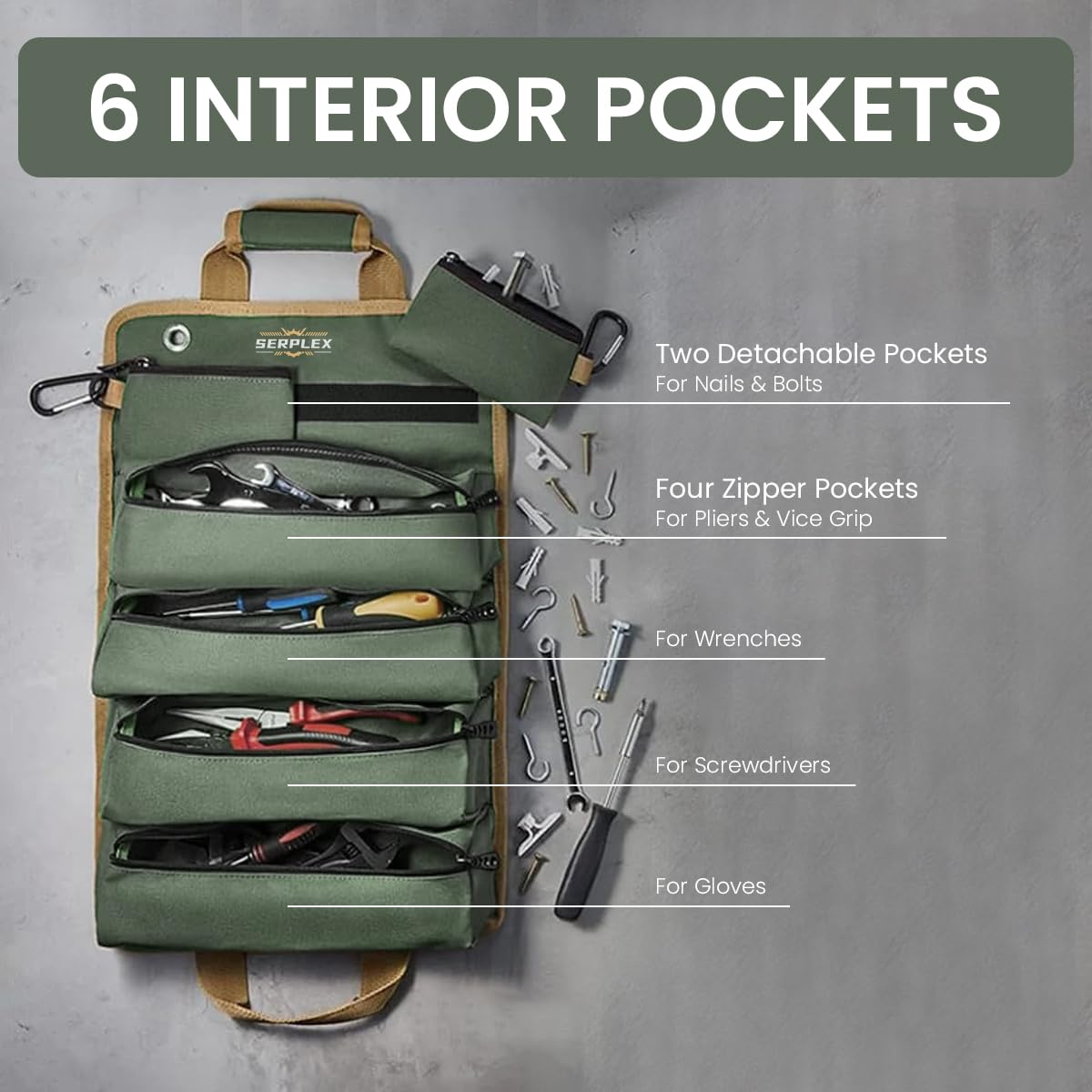 Serplex Tool Bag for Electricians with 30.5x12x12cm Large Compartment and 1680D Oxford Cloth | Portable Organizer Tote