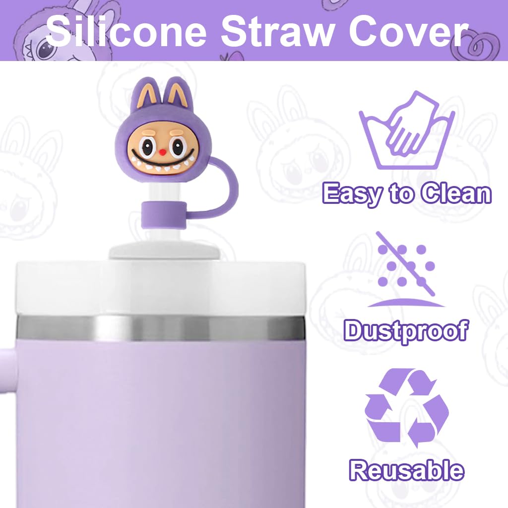 Fancyku Silicone Straw Caps for Tumbler Cups featuring 10Pcs Cartoon Designs | Reusable 10mm Covers