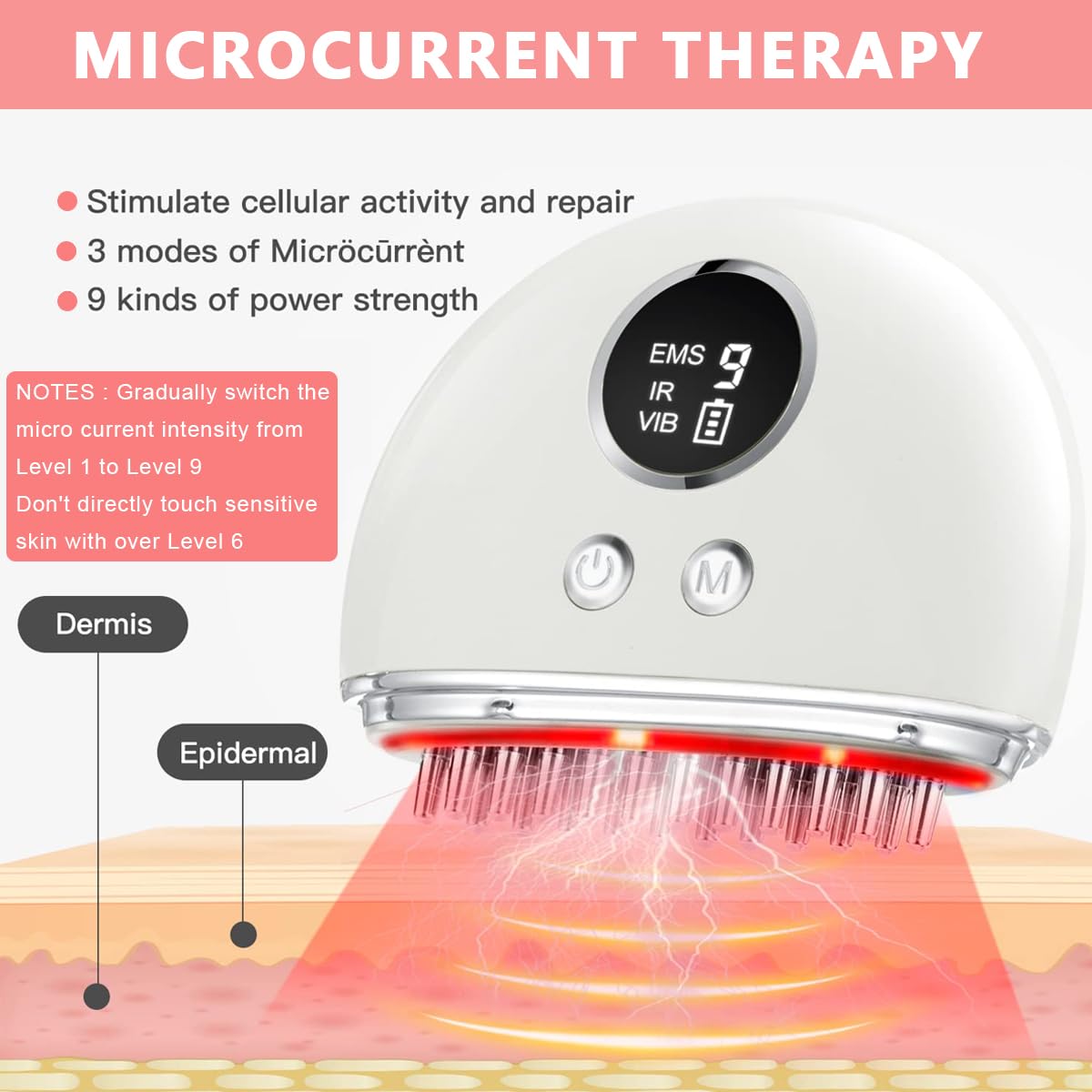 HANNEA Head Massager Machine for Pain Relief with 9 Power Strength and 4 Modes | Micro Current EMS Vibration